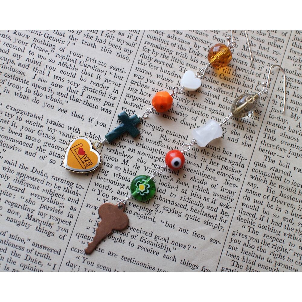 Confetti Earrings - vintage charms & beads on sterling